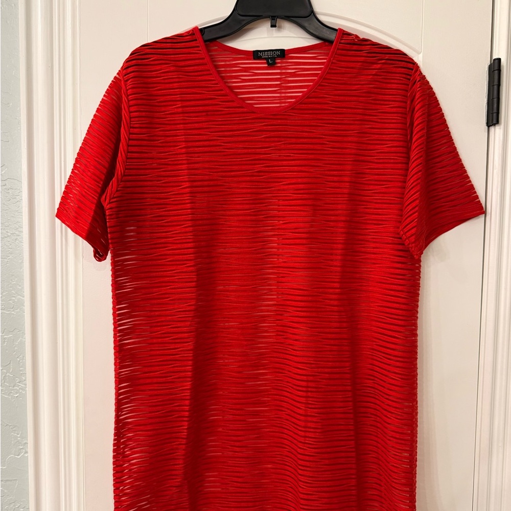 Nygard Red Textured Short Sleeve Top
